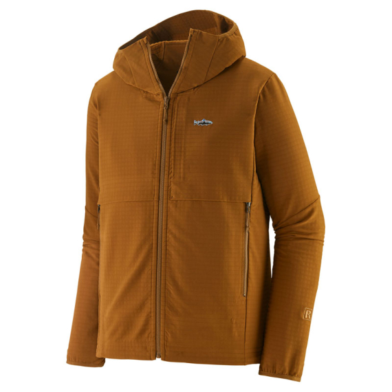 Patagonia M\'s R1 TechFace Fitz Roy Trout Hoody Shelter Brown i gruppen Klær Og Fottøy / Klær / Gensere / Hettegensere hos Sportfiskeprylar.se (81786-SHBN-Sr)