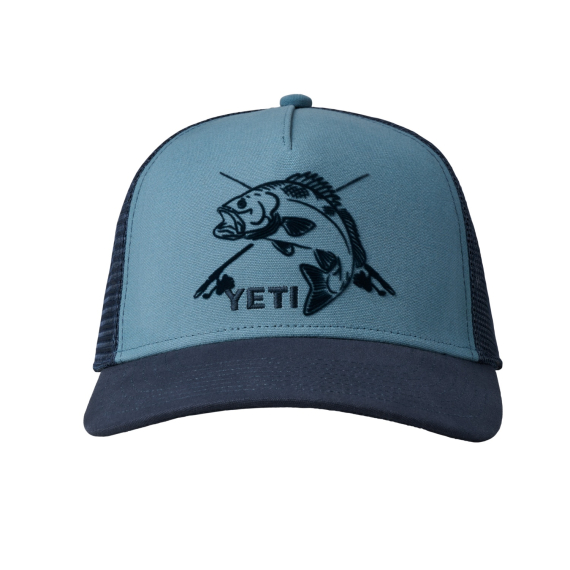 Yeti Fishing Bass 5 Panel Bow Fit Trucker Deep Blue/Navy i gruppen Klær Og Fottøy / Caps Og Annet Hodeplagg / Caps / Trucker Caps hos Sportfiskeprylar.se (H020B)