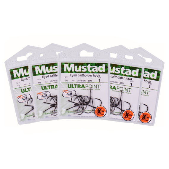 Mustad Eyed Baitholder Hook Pack x5 i gruppen Kroker Og Terminal Takkel / Kroker / Specimen Kroker hos Sportfiskeprylar.se (MUSTADEYEDBAITHOLDERPACK)