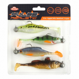 Berkley Pulse Realistic Pre-Rigged Mix Medium (4-pack)