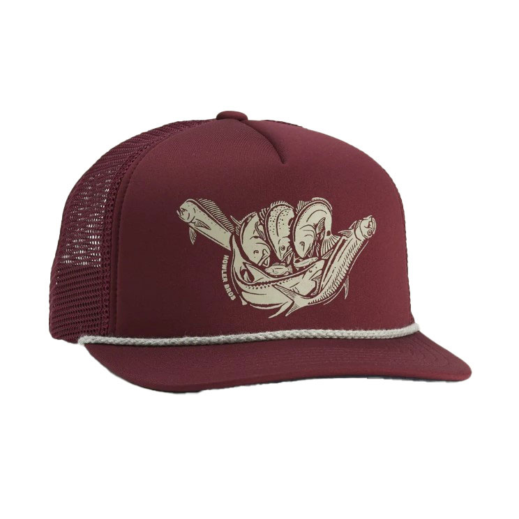 Howler Structured Snapback Hats Fish Shaka Burgundy